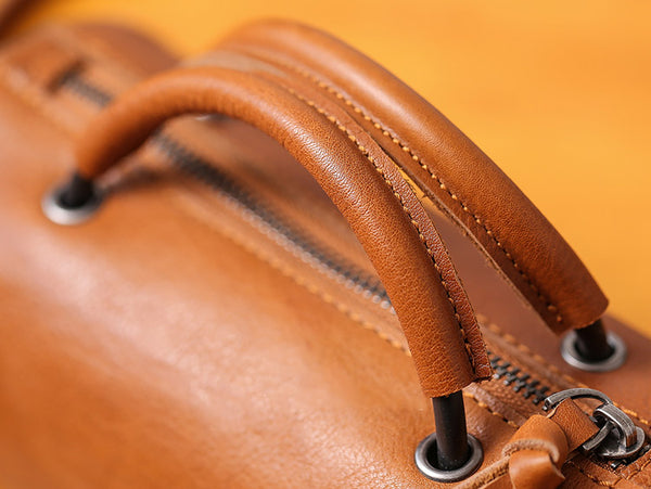 Handmade Womens Small Leather Barrel Bag Crossbody Bags Purses for Women Genuine Leather