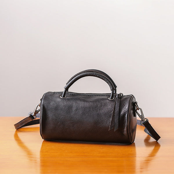 Handmade Womens Small Leather Barrel Bag Crossbody Bags Purses for Women gift