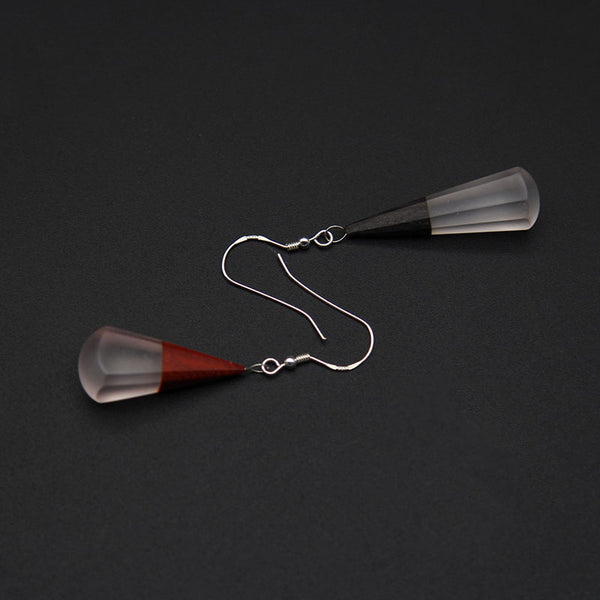 Handmade Wood Resin Silver Drop Earrings Unique Jewelry Accessories Gift Women Men fine jewelry
