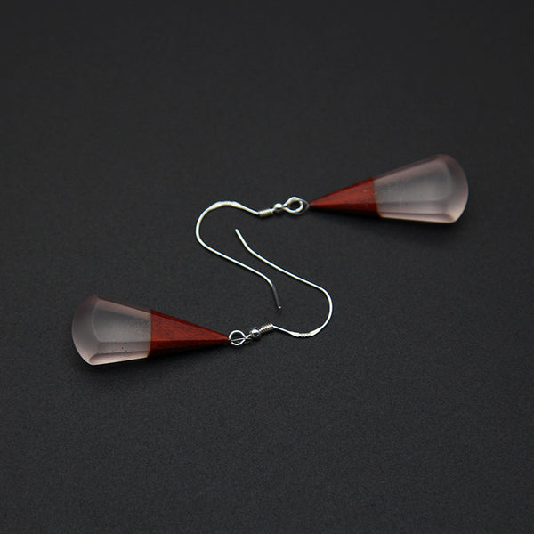 Handmade Wood Resin Silver Drop Earrings Unique Jewelry Accessories Gift Women Men
