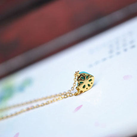 Heart Turquoise Pendant Necklace Gold Sterling Silver Gemstone Jewelry Accessories Women back