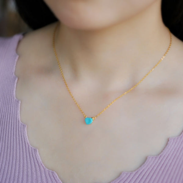 Heart Turquoise Pendant Necklace Gold Sterling Silver Gemstone Jewelry Accessories Women charming