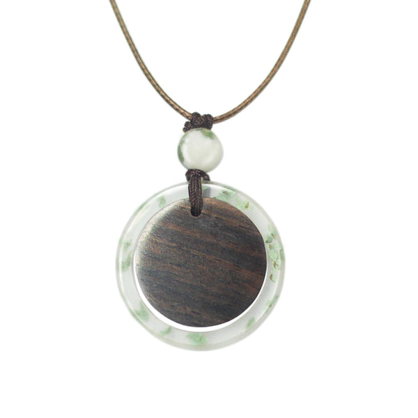 Herbage Wood Resin Unique Pendant Necklace Handmade Couple Jewelry Accessories Women Men nice