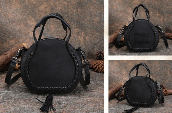 Hobo Leather Womens Fringe Crossbody Bag Purse Circle Bag for Women Cool