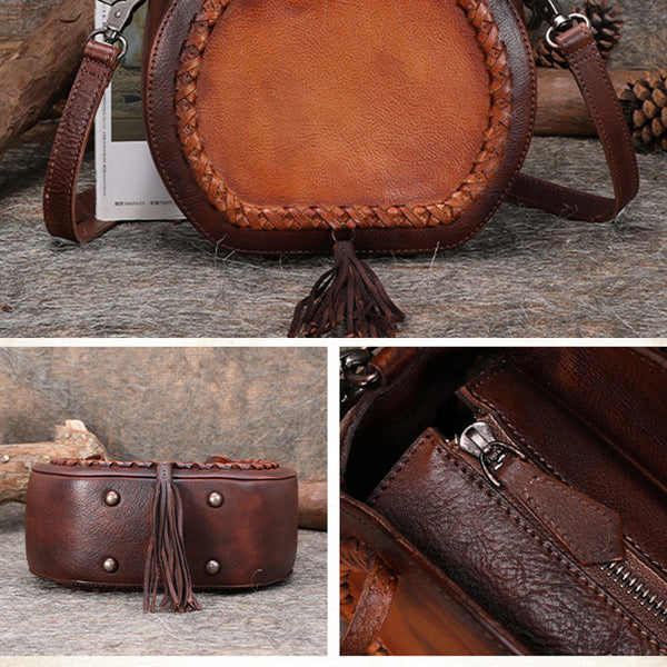 Hobo Leather Womens Fringe Crossbody Bag Purse Circle Bag for Women Durable
