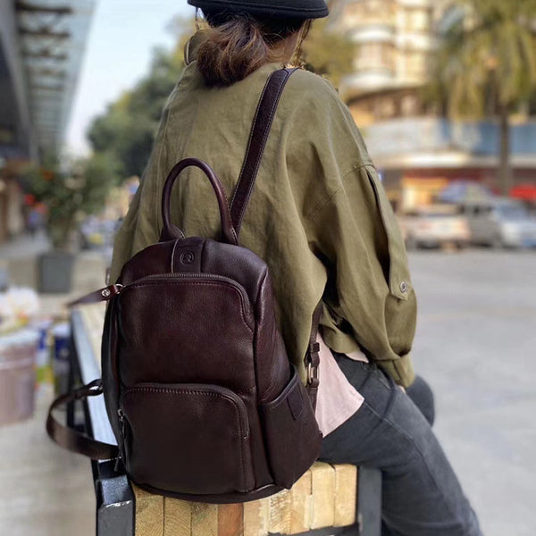 Ladies Anti Theft Leather Backpack Purse With Headphone Cable Hole Rucksack for Women Chic