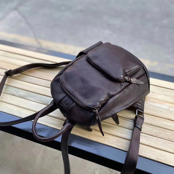 Ladies Anti Theft Leather Backpack Purse With Headphone Cable Hole Rucksack for Women Genuine-Leather