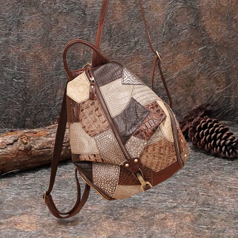Ladies Boho Leather Backpack Purse Bags Small Rucksack For Women Badass