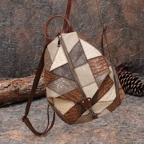 Ladies Boho Leather Backpack Purse Bags Small Rucksack For Women Beautiful