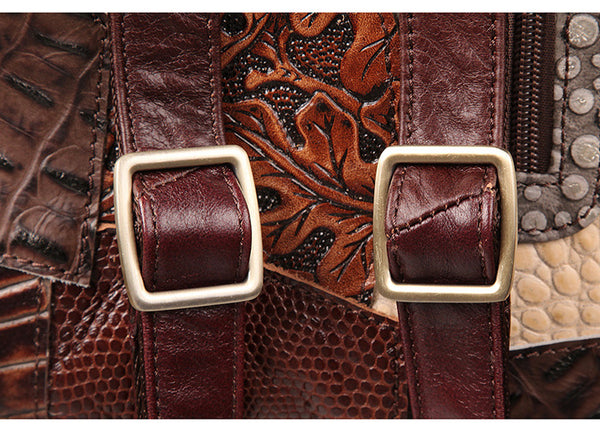 Ladies Boho Leather Backpack Purse Bags Small Rucksack For Women Durable