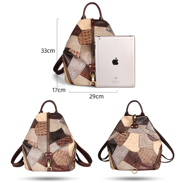 Ladies Boho Leather Backpack Purse Bags Small Rucksack For Women Funky