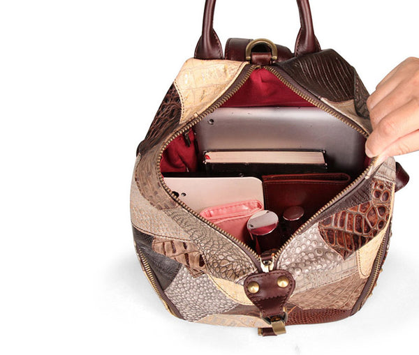 Ladies Boho Leather Backpack Purse Bags Small Rucksack For Women Inside