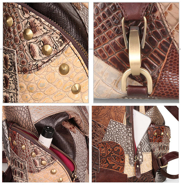 Ladies Boho Leather Backpack Purse Bags Small Rucksack For Women Nice