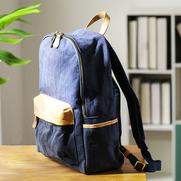 Ladies Canvas And Leather Backpack Small Rucksack Cool