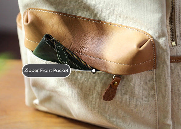 Ladies Canvas And Leather Backpack Small Rucksack Handmade