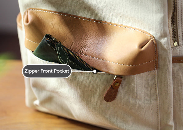 Ladies Canvas And Leather Backpack Small Rucksack Handmade