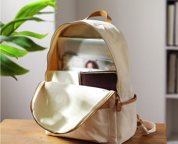 Ladies Canvas And Leather Backpack Small Rucksack Latest