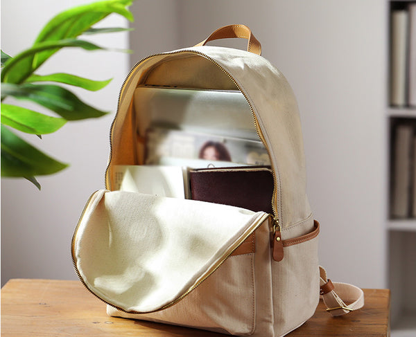 Ladies Canvas And Leather Backpack Small Rucksack Latest