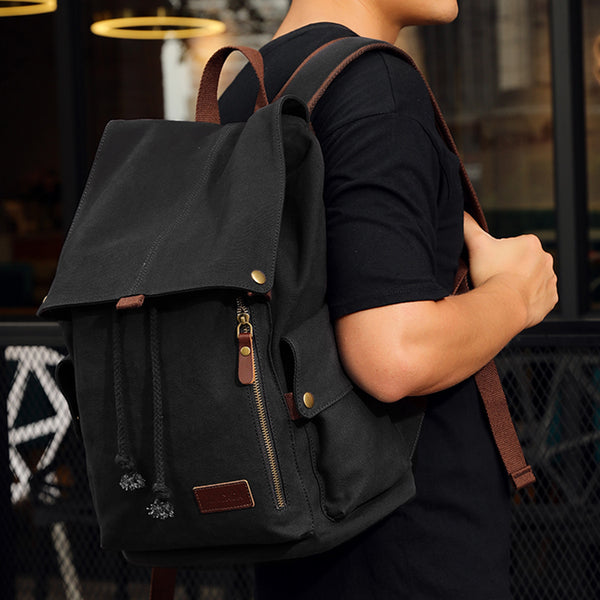 Ladies Canvas Drawstring Backpack Purse Travel Backpack Rucksack For Women Fashion