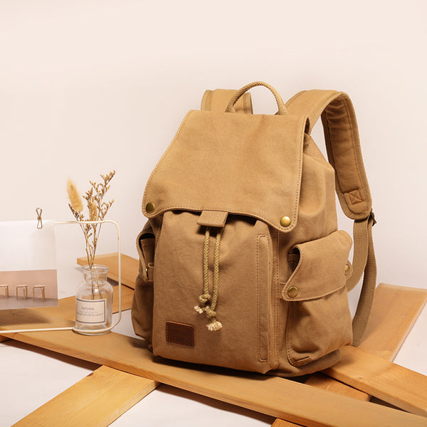 Ladies Canvas Drawstring Backpack Purse Travel Backpack Rucksack For Women
