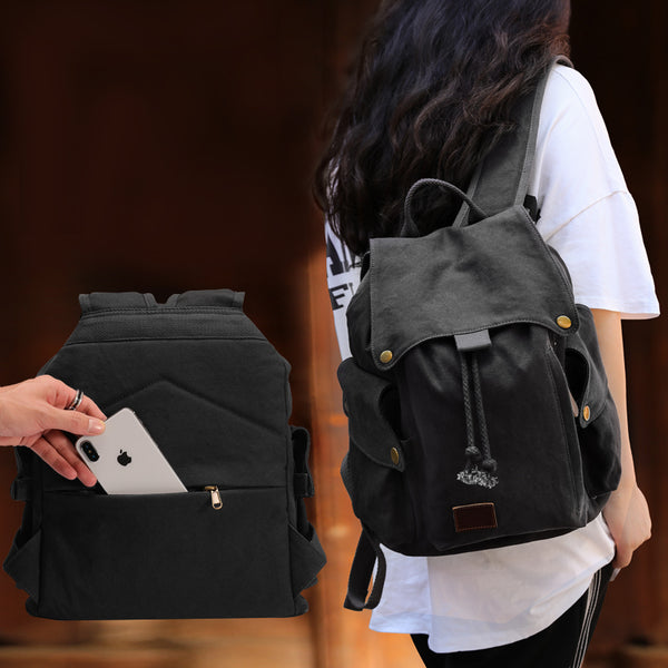 Ladies Canvas Drawstring Backpack Purse Travel Backpack Rucksack For Women