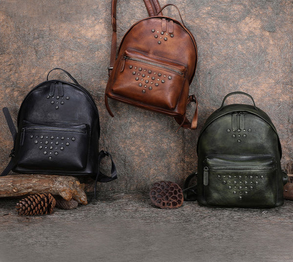 Ladies Designer Rivet Leather Backpack Bag Purse Cool Backpacks for Women Boutique