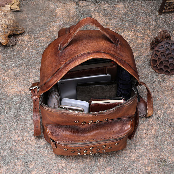 Ladies Designer Rivet Leather Backpack Bag Purse Cool Backpacks for Women