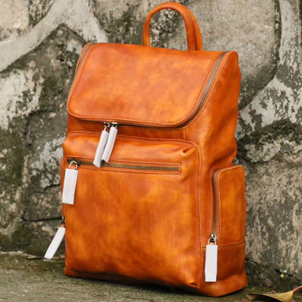 Ladies Large Leather Backpacks With Laptop Compartment Square Leather Backpack Purse For Women Beautiful