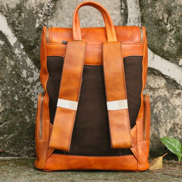 Ladies Large Leather Backpacks With Laptop Compartment Square Leather Backpack Purse For Women Chic