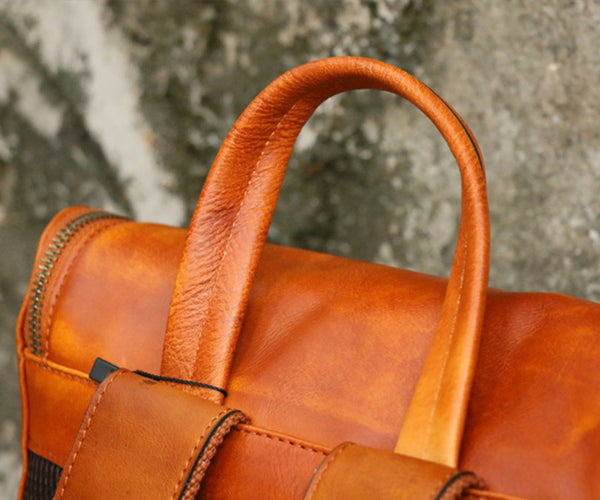 Ladies Large Leather Backpacks With Laptop Compartment Square Leather Backpack Purse For Women Cowhide