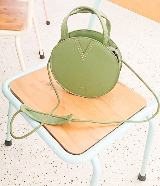 Ladies Green Leather Crossbody Bags Women Shoulder Bag Circle Bag beautiful
