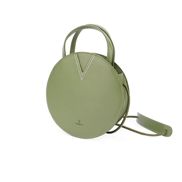 Ladies Green Leather Crossbody Bags Women Shoulder Bag Circle Bag chic