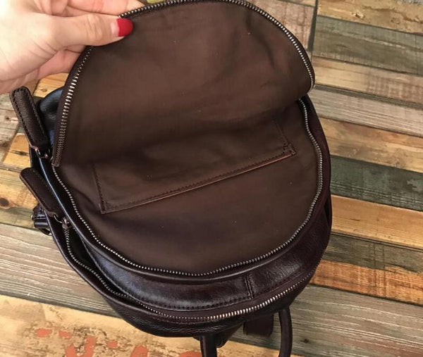 Small Ladies Leather Backpack Purse Rucksack Bag For Women Inside