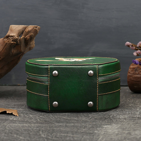 Ladies Leather Circle Bag With Hand-drawn Squirrel Side Bags For Women Latest