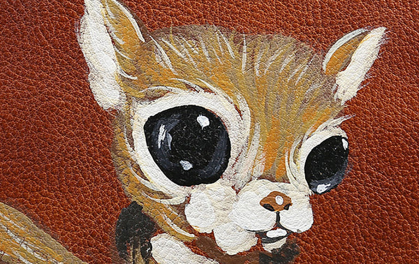 Ladies Leather Circle Bag With Hand-drawn Squirrel Side Bags For Women Unique