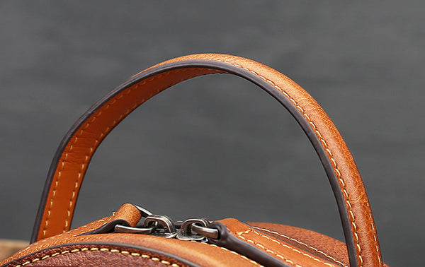 Ladies Leather Circle Bag With Hand-drawn Squirrel Side Bags For Women Vintage