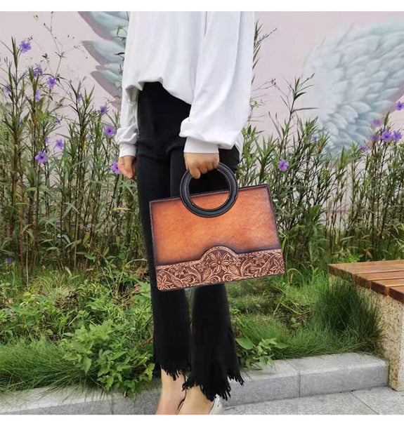 Ladies Leather Handbags Brown Shoulder Bag For Women Funky