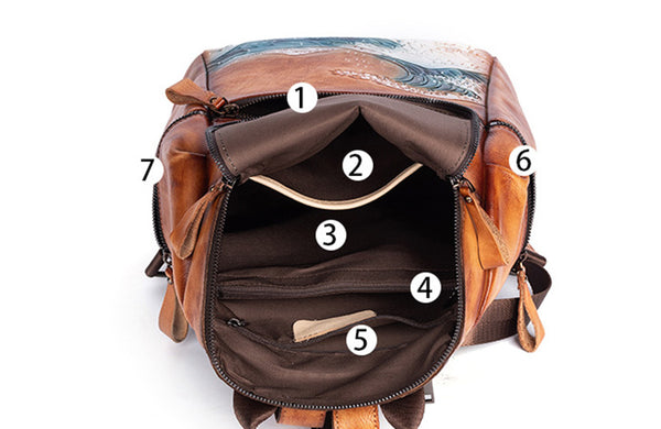 Ladies Leather Rucksack Brown Leather Backpack Bag For Women Capacity