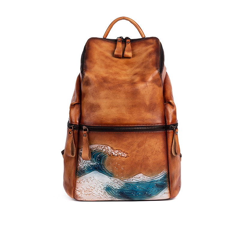 Ladies Leather Rucksack Brown Leather Backpack Bag For Women Cool