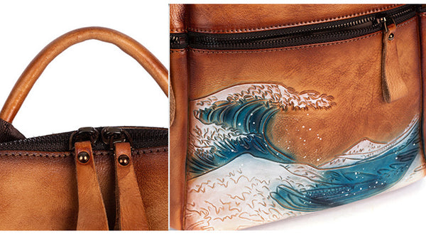 Ladies Leather Rucksack Brown Leather Backpack Bag For Women Unique