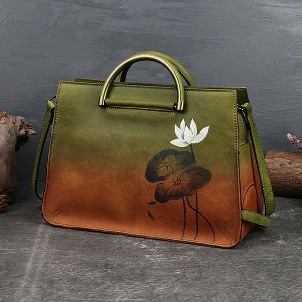 Ladies Lotus Brush OFF Leather Handbags Cross Shoulder Bag For Women Boutique