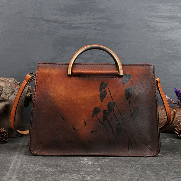 Ladies Lotus Brush OFF Leather Handbags Cross Shoulder Bag For Women Cool