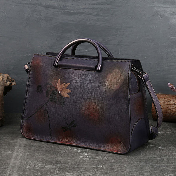 Ladies Lotus Brush OFF Leather Handbags Cross Shoulder Bag For Women Gift idea