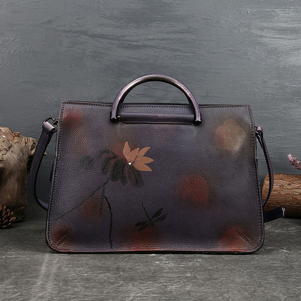 Ladies Lotus Brush OFF Leather Handbags Cross Shoulder Bag For Women Gift