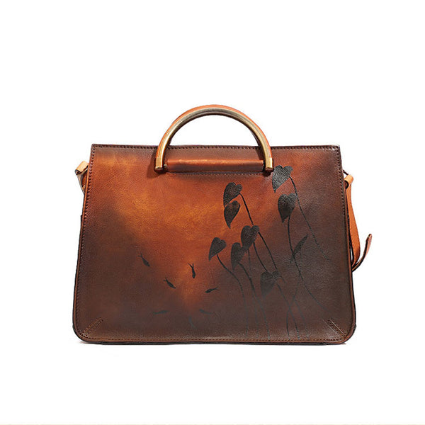 Ladies Lotus Brush OFF Leather Handbags Cross Shoulder Bag For Women Original