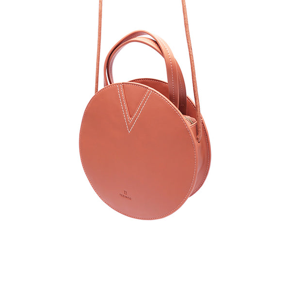 Ladies Pink Leather Crossbody Bags Women Shoulder Bag Circle Bag for women