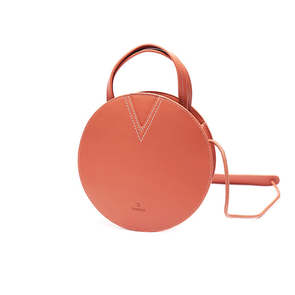Ladies Pink Leather Crossbody Bags Women Shoulder Bag Circle Bag stylish