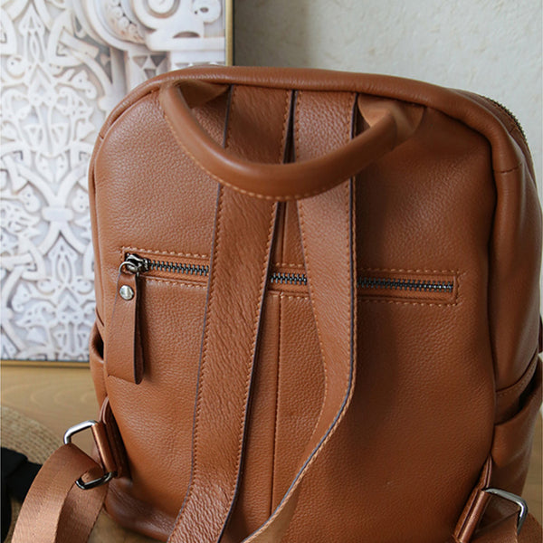 Ladies Small Black Leather Backpack Bag Leather Rrucksack Bag Cowhide