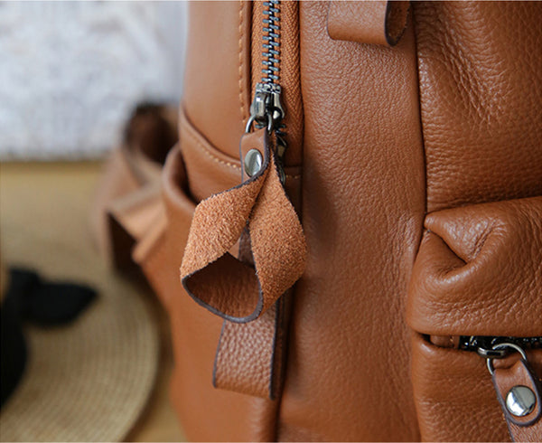Ladies Small Black Leather Backpack Bag Leather Rrucksack Bag Details