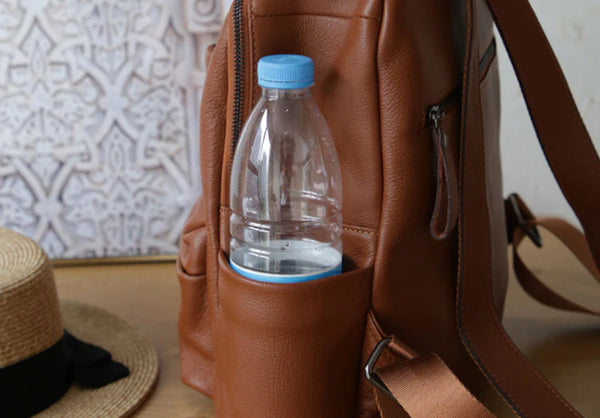 Ladies Small Black Leather Backpack Bag Leather Rrucksack Bag Side